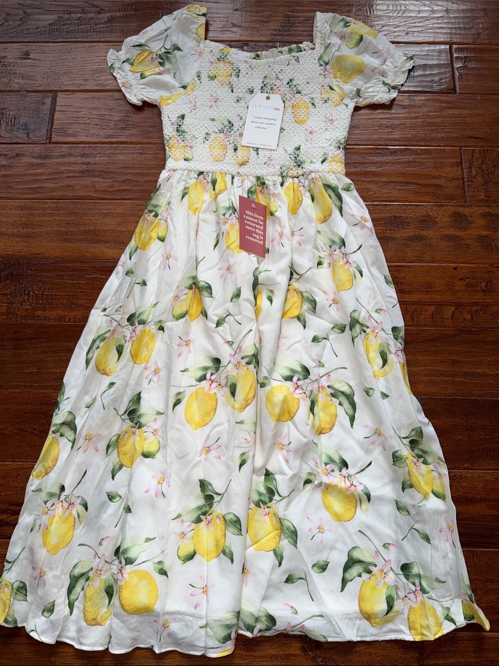 NWT Ivy City Co Lemon Smocked Ruffles Summer Country Size  11 - 12